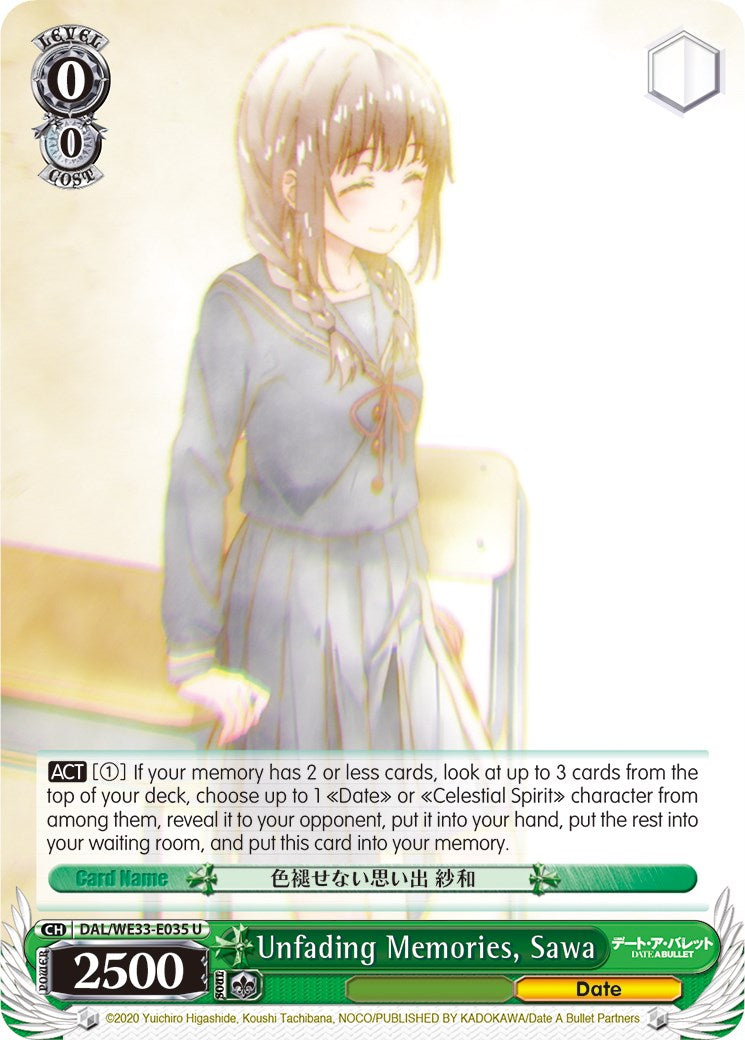 Unfading Memories, Sawa (DAL/WE33-E035 U) (Parallel Foil) [Date A Bullet] | Cracking-Singles