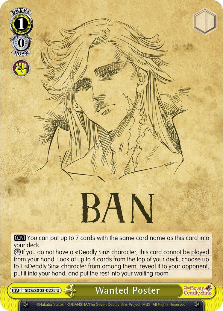 Wanted Poster (SDS/SX03-022c U) [The Seven Deadly Sins] | Cracking-Singles