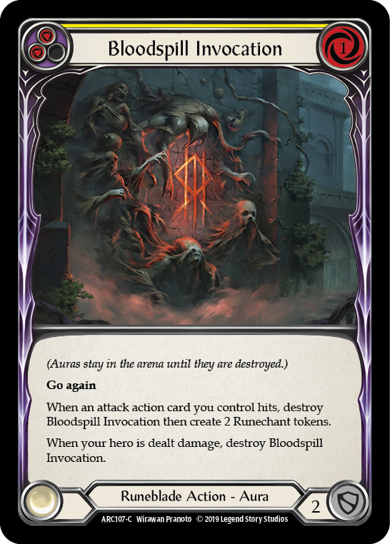 Bloodspill Invocation (Yellow) [ARC107-C] (Arcane Rising)  1st Edition Rainbow Foil | Cracking-Singles