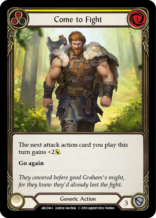 Come to Fight (Yellow) [ARC204-C] (Arcane Rising)  1st Edition Rainbow Foil | Cracking-Singles