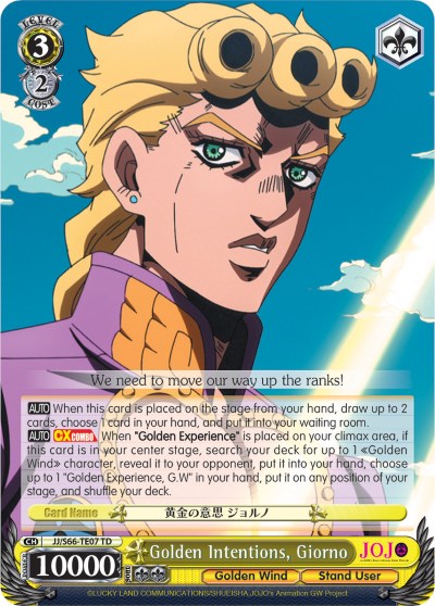 Golden Intentions, Giorno (JJ/S66-TE07 TD) [JoJo's Bizarre Adventure: Golden Wind] | Cracking-Singles