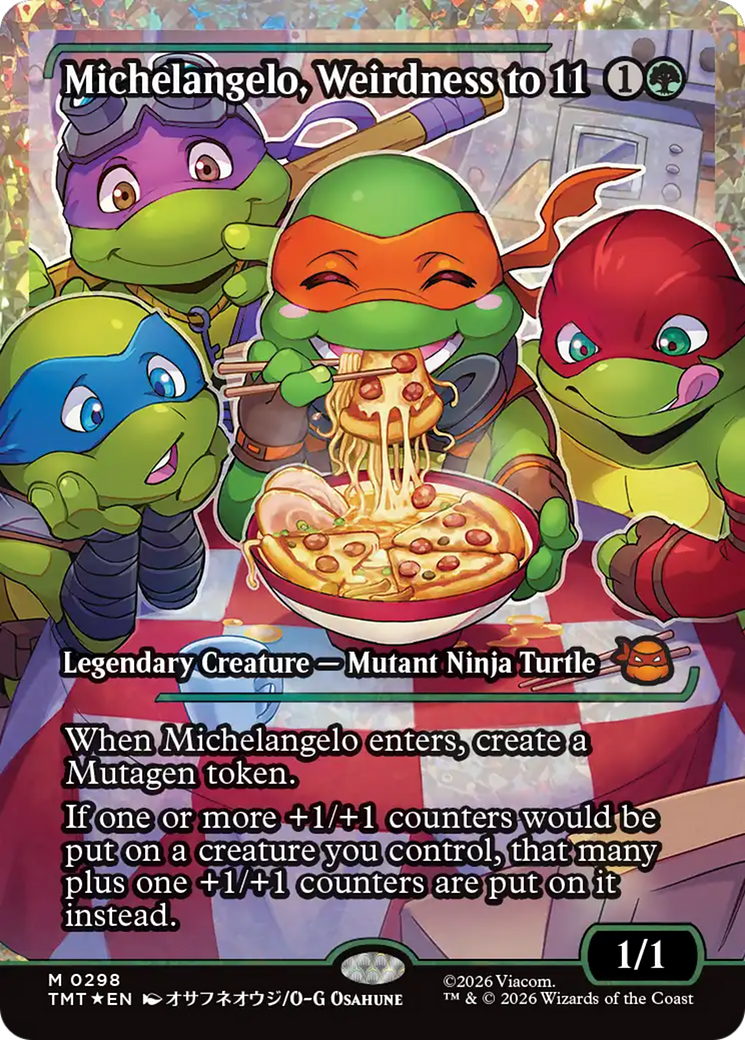 Michelangelo, Weirdness to 11 (Showcase) (Fracture Foil) [Teenage Mutant Ninja Turtles] | Cracking-Singles