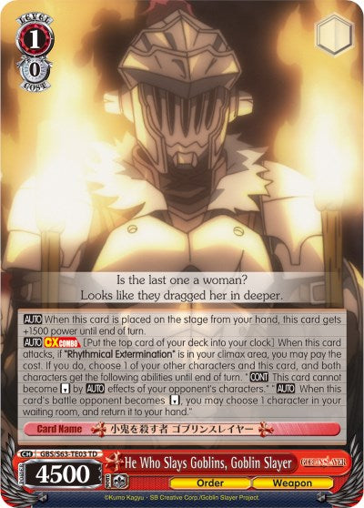 He Who Slays Goblins, Goblin Slayer (GBS/S63-TE03 TD) [Goblin Slayer] | Cracking-Singles