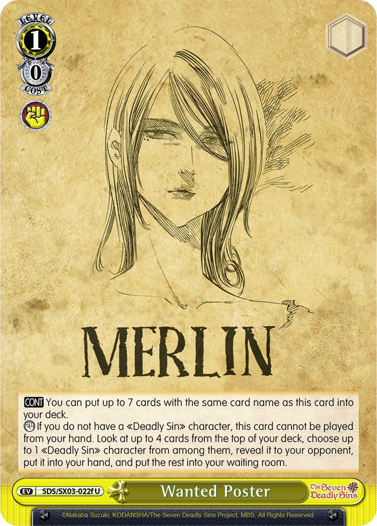 Wanted Poster (SDS/SX03-022f U) [The Seven Deadly Sins] | Cracking-Singles
