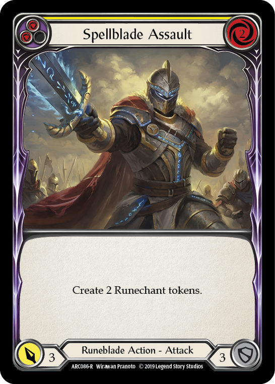 Spellblade Assault (Yellow) [ARC086-R] (Arcane Rising)  1st Edition Rainbow Foil | Cracking-Singles