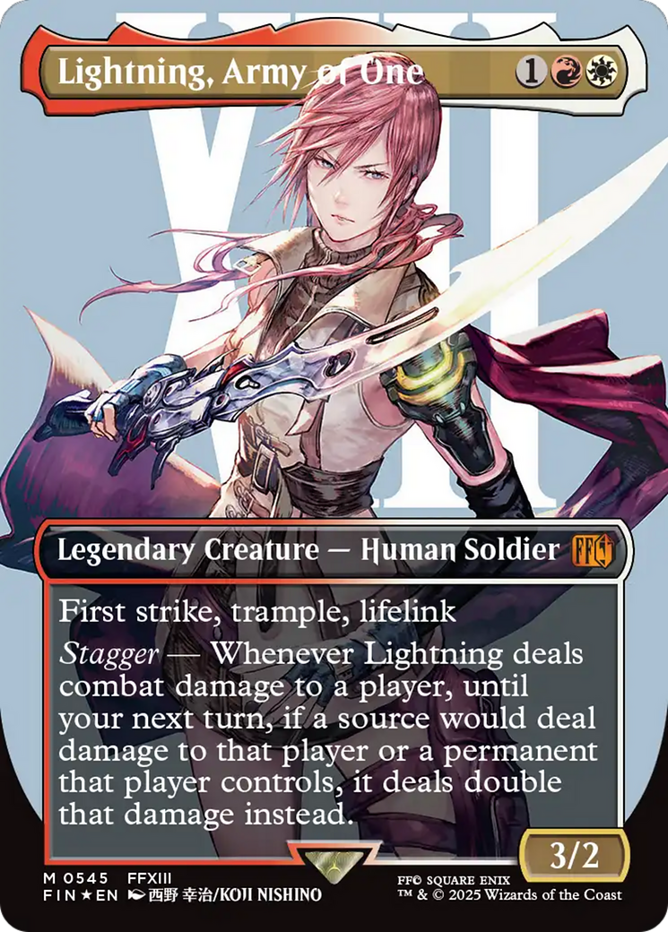 Lightning, Army of One (Borderless) (Surge Foil) [FINAL FANTASY] | Cracking-Singles