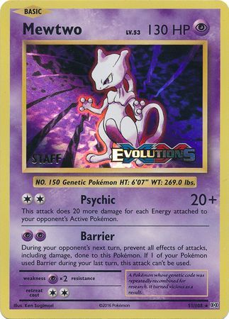 Mewtwo (51/108) (XY Evolutions Staff Prerelease) [XY: Black Star Promos] | Cracking-Singles