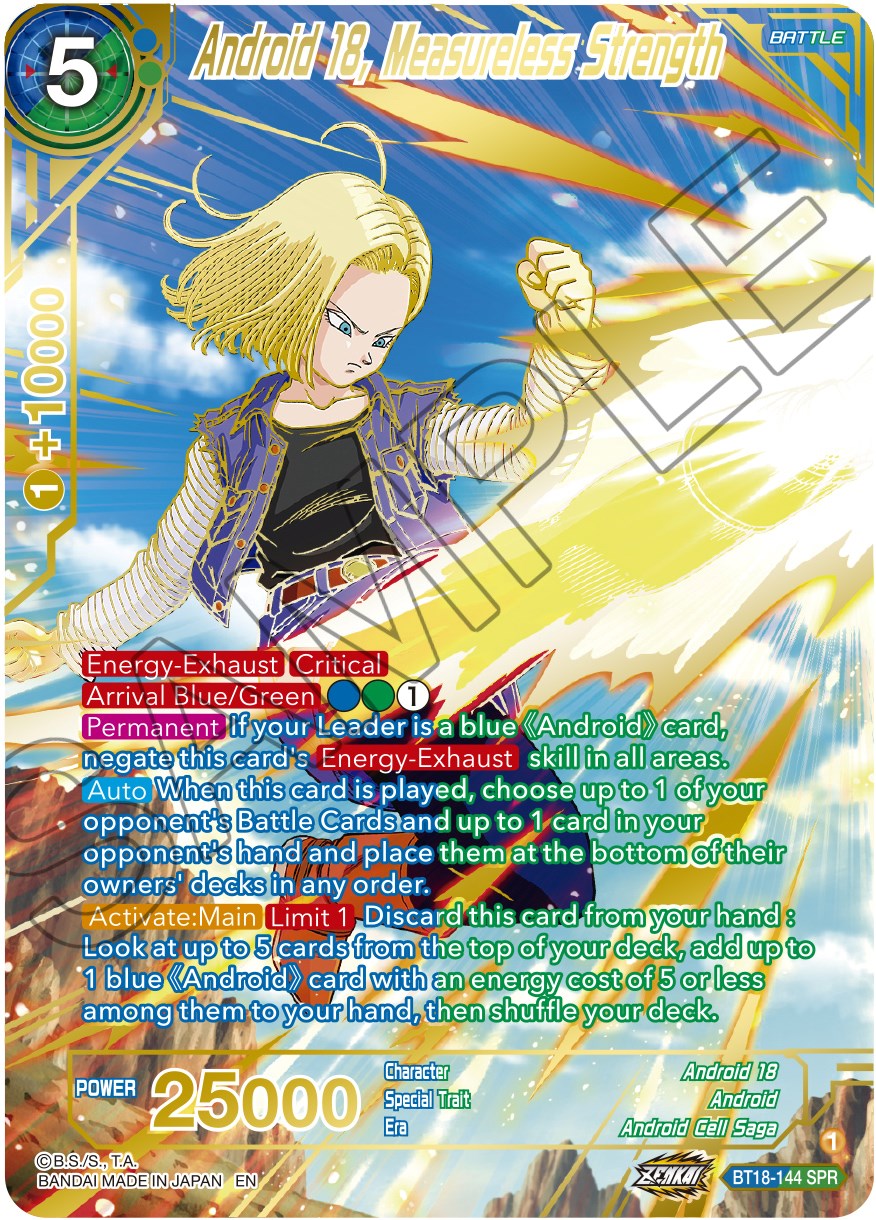 Android 18, Measureless Strength (SPR) (BT18-144) [Dawn of the Z-Legends] | Cracking-Singles