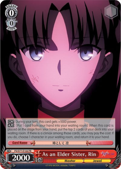 As an Elder Sister, Rin (FS/S77-E104 PR) [Fate/Stay Night [Heaven's Feel] Vol.2] | Cracking-Singles