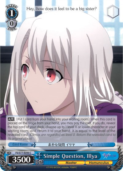Simple Question, Illya (FS/S77-E094 C) [Fate/Stay Night [Heaven's Feel] Vol.2] | Cracking-Singles