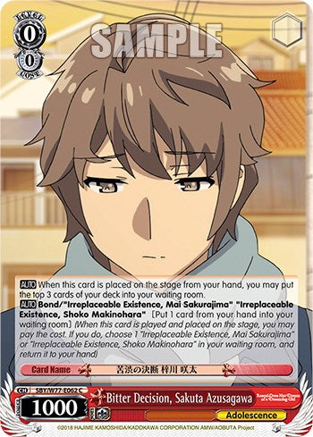 Bitter Decision, Sakuta Azusagawa [Rascal Does Not Dream of a Dreaming Girl] | Cracking-Singles
