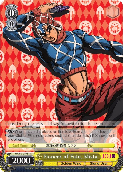 Pioneer of Fate, Mista (JJ/S66-E101 PR) [JoJo's Bizarre Adventure: Golden Wind] | Cracking-Singles