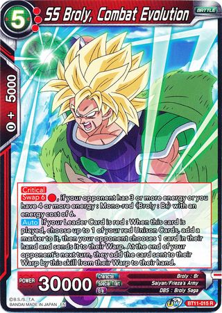 SS Broly, Combat Evolution (BT11-015) [Vermilion Bloodline] | Cracking-Singles