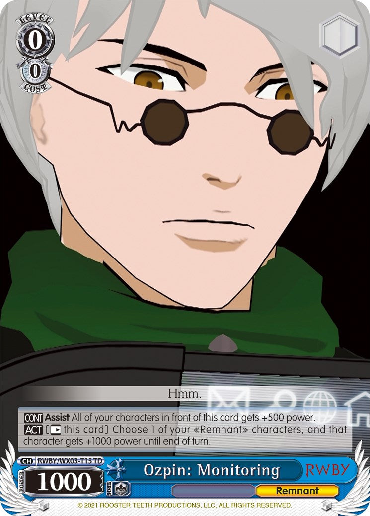 Ozpin: Monitoring (RWBY/WX03-T15 TD) [RWBY] | Cracking-Singles