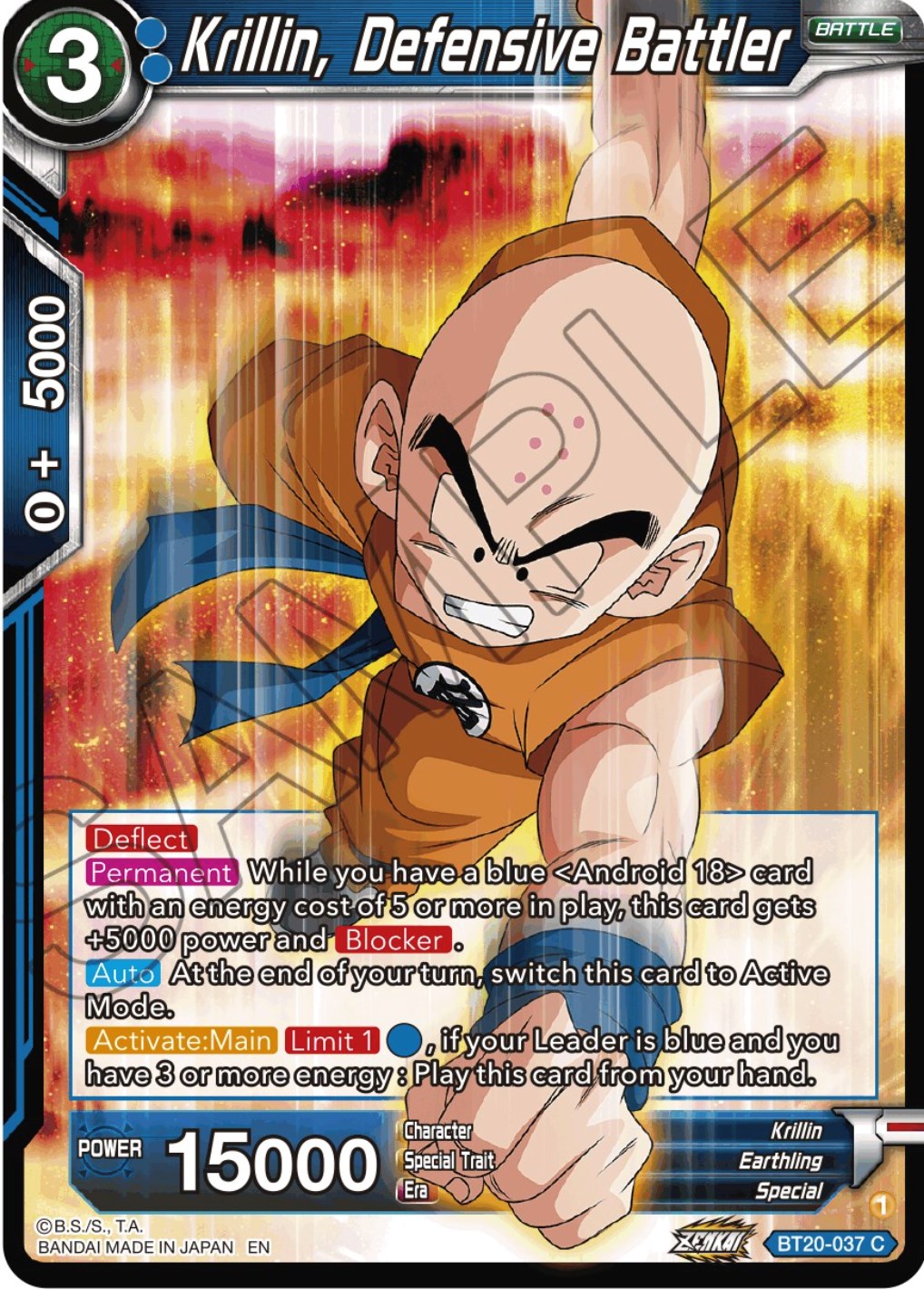 Krillin, Defensive Battler (BT20-037) [Power Absorbed] | Cracking-Singles