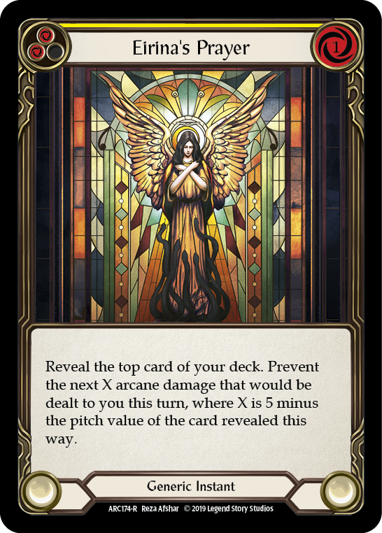 Eirina's Prayer (Yellow) [ARC174-R] (Arcane Rising)  1st Edition Rainbow Foil | Cracking-Singles