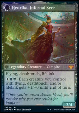 Henrika Domnathi // Henrika, Infernal Seer [Innistrad: Crimson Vow Prerelease Promos] | Cracking-Singles