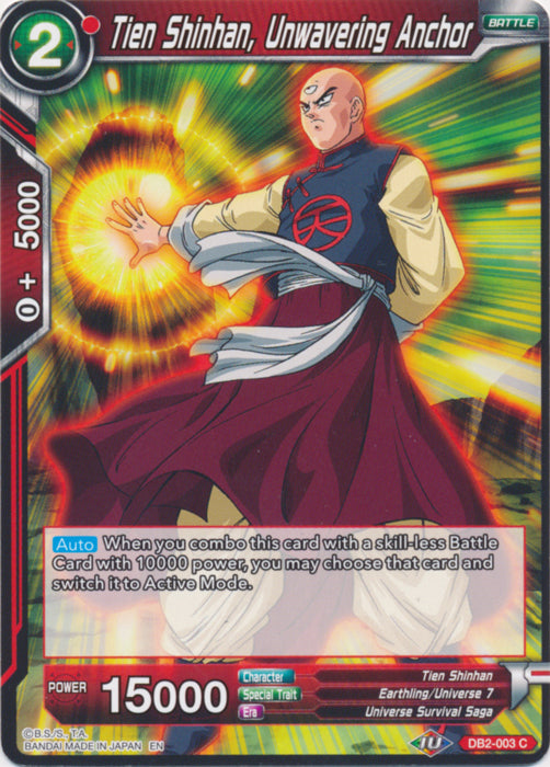 Tien Shinhan, Unwavering Anchor (Reprint) (DB2-003) [Battle Evolution Booster] | Cracking-Singles