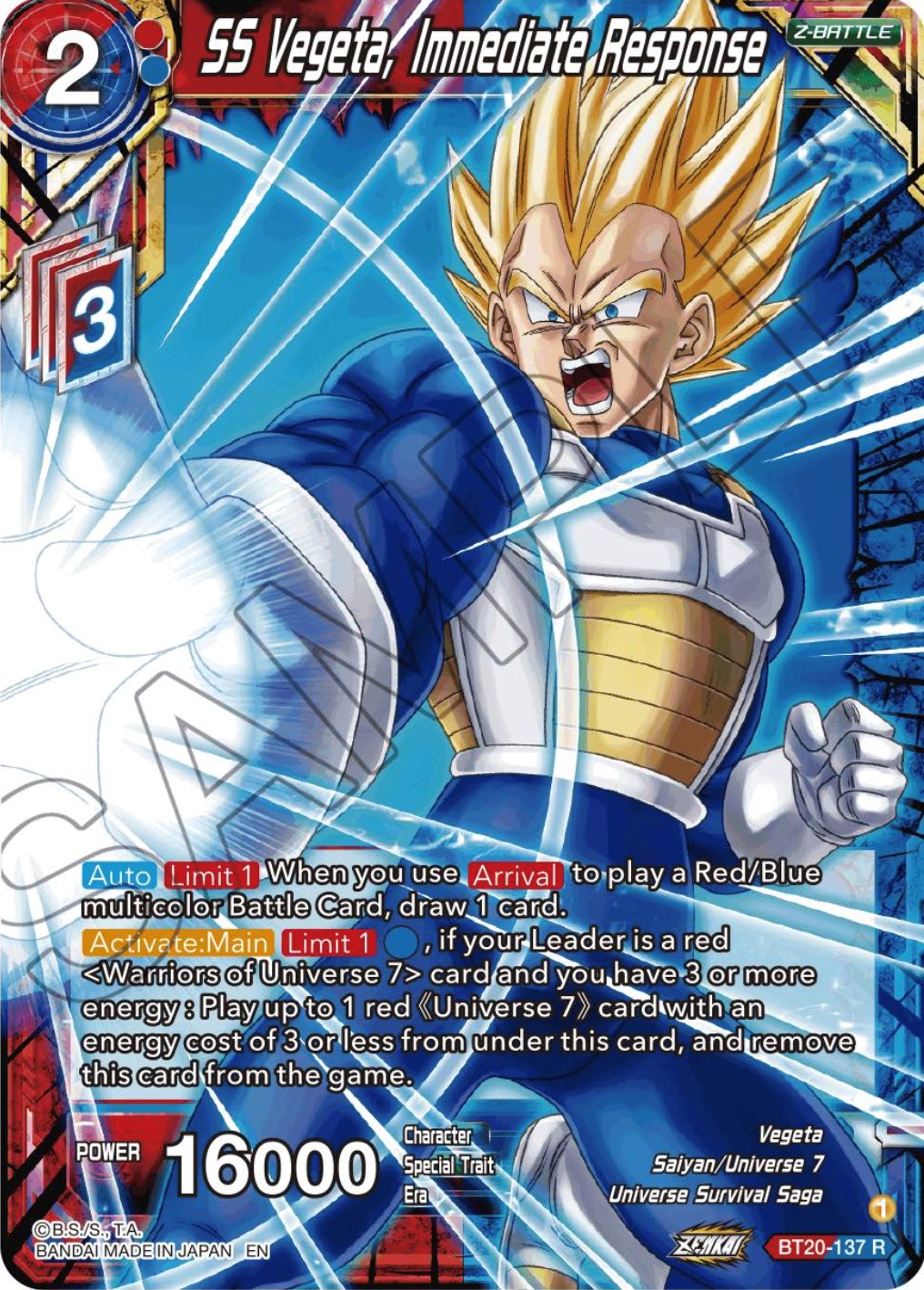 SS Vegeta, Immediate Response (BT20-137) [Power Absorbed] | Cracking-Singles