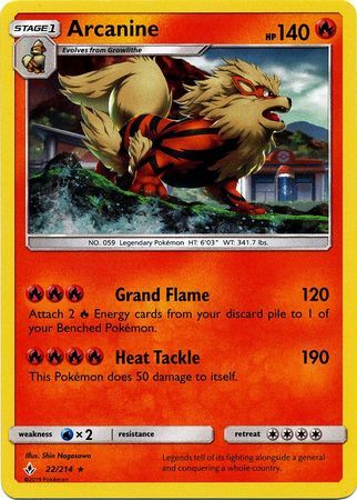 Arcanine (22/214) (Cosmos Holo) [Sun & Moon: Unbroken Bonds] | Cracking-Singles