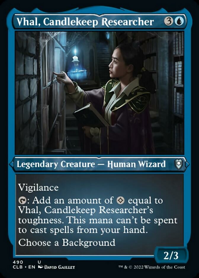 Vhal, Candlekeep Researcher (Foil Etched) [Commander Legends: Battle for Baldur's Gate] | Cracking-Singles