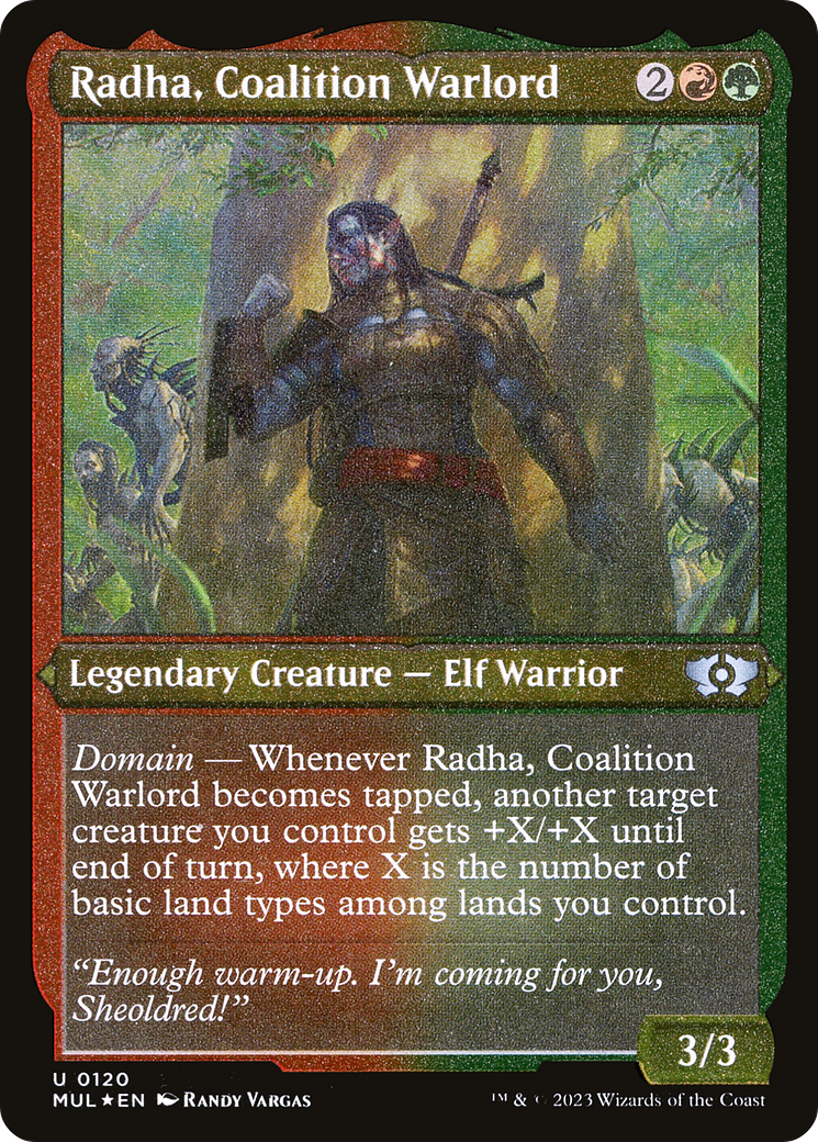 Radha, Coalition Warlord (Foil Etched) [Multiverse Legends] | Cracking-Singles