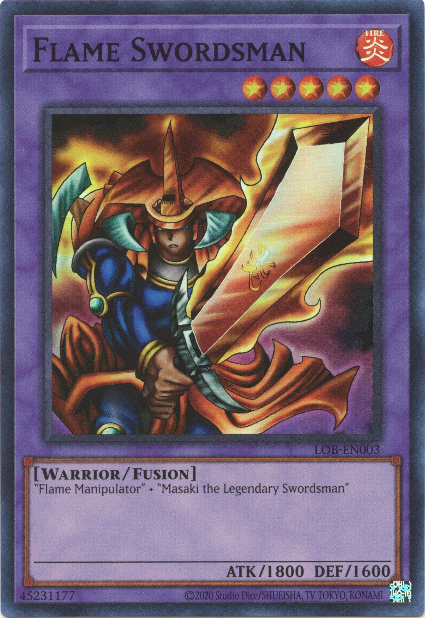 Flame Swordsman (25th Anniversary) [LOB-EN003] Super Rare | Cracking-Singles