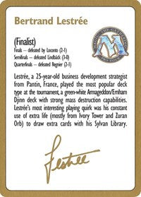 1996 Bertrand Lestree Biography Card [World Championship Decks] | Cracking-Singles