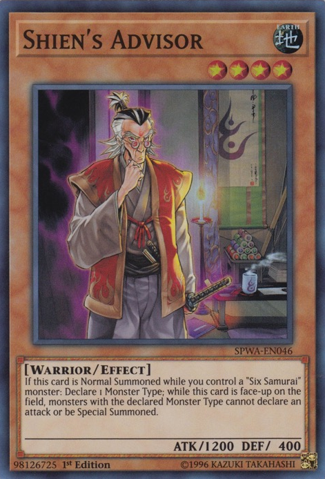 Shien's Advisor [SPWA-EN046] Super Rare | Cracking-Singles