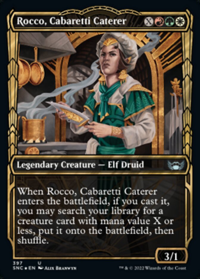 Rocco, Cabaretti Caterer (Showcase Golden Age Gilded Foil) [Streets of New Capenna] | Cracking-Singles
