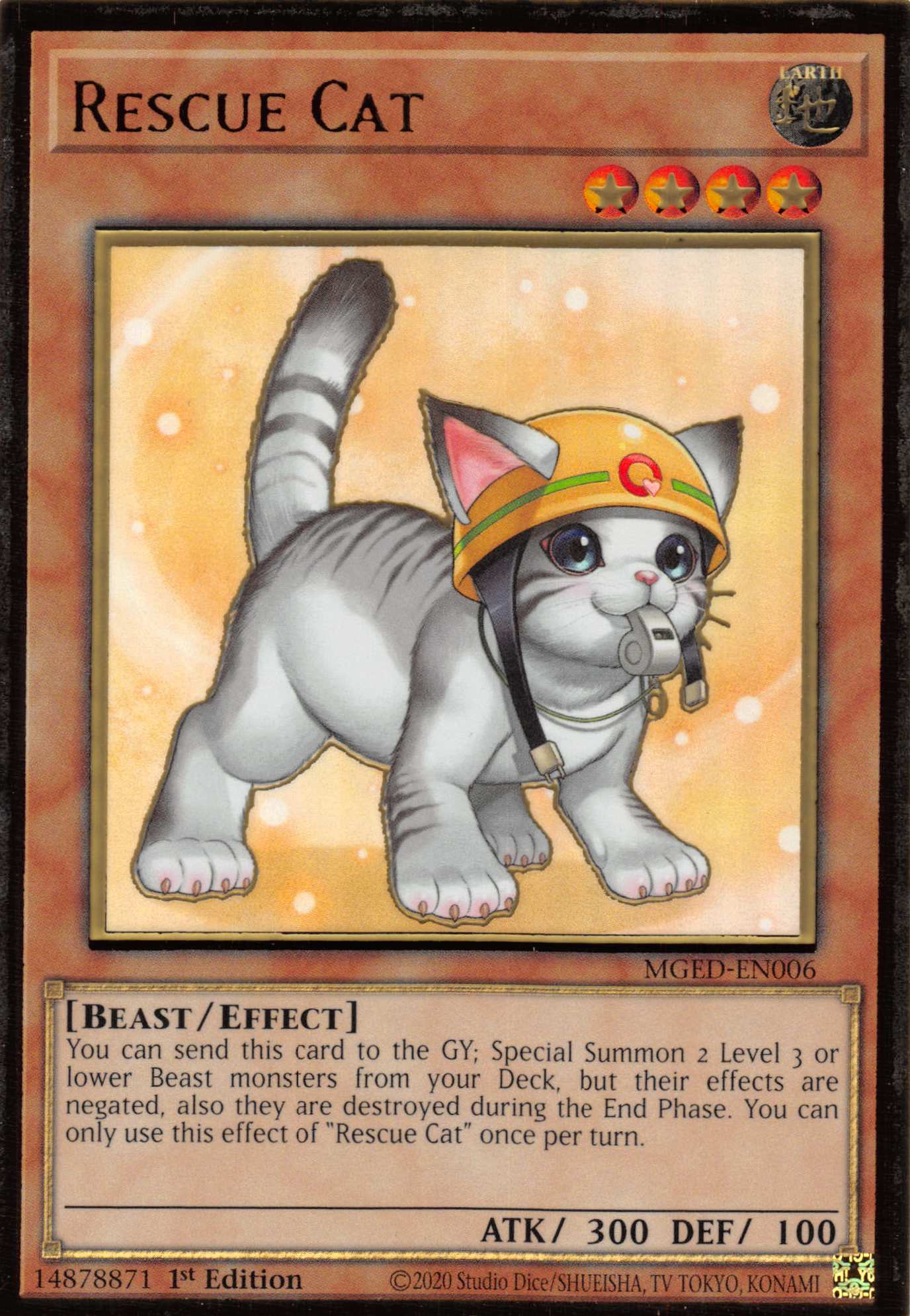 Rescue Cat (Alternate Art) [MGED-EN006] Gold Rare | Cracking-Singles