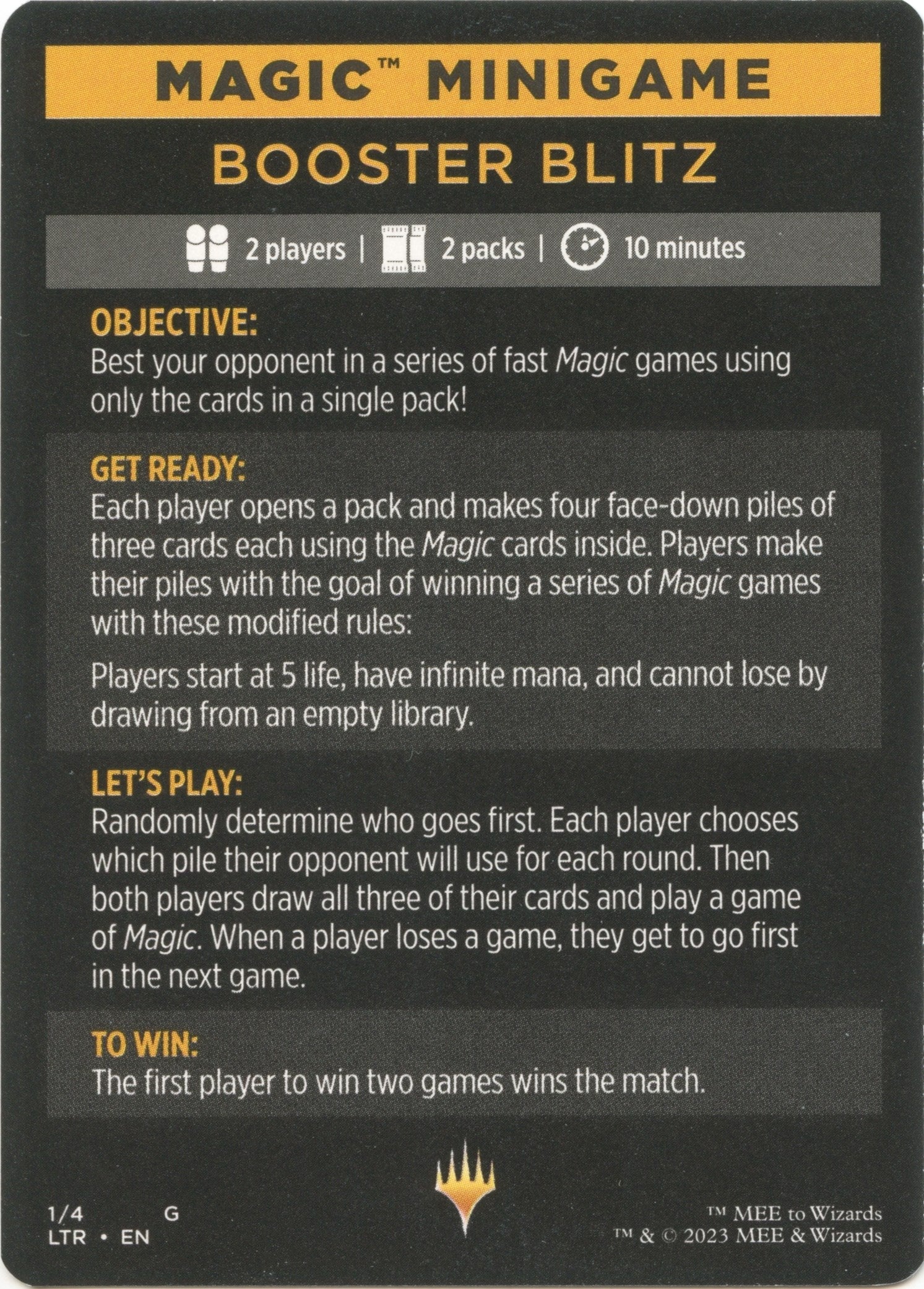 Booster Blitz (Magic Minigame) [The Lord of the Rings: Tales of Middle-Earth Minigame] | Cracking-Singles