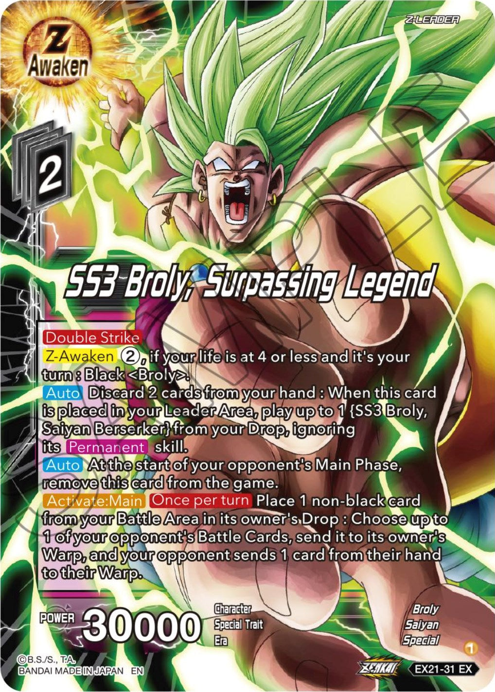 SS3 Broly, Surpassing Legend (EX21-31) [5th Anniversary Set] | Cracking-Singles