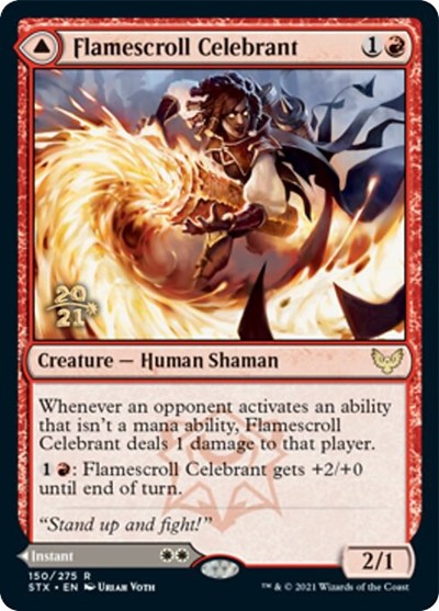 Flamescroll Celebrant // Revel in Silence [Strixhaven: School of Mages Prerelease Promos] | Cracking-Singles