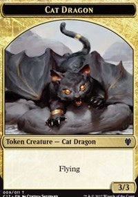 Cat Dragon (009) // Dragon (006) Double-sided Token [Commander 2017 Tokens] | Cracking-Singles