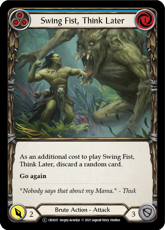 Swing Fist, Think Later (Blue) (Rainbow Foil) [CRU021-RF] Unlimited Rainbow Foil | Cracking-Singles