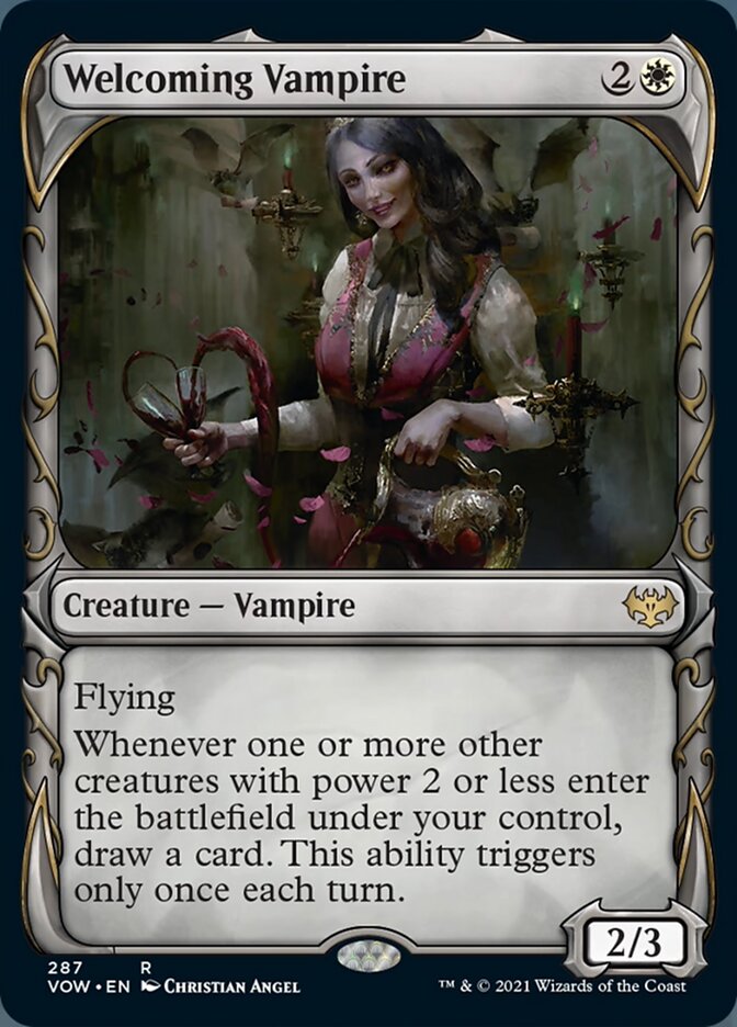 Welcoming Vampire (Showcase Fang Frame) [Innistrad: Crimson Vow] | Cracking-Singles