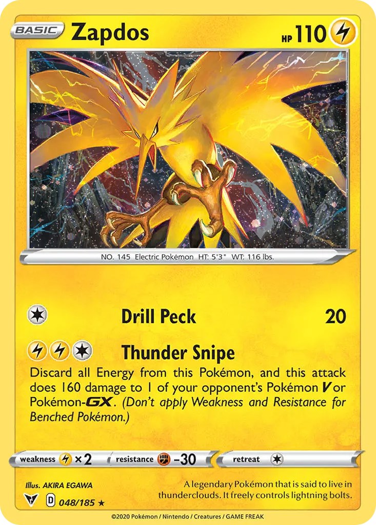 Zapdos (048/185) (Cosmos Holo) [Sword & Shield: Vivid Voltage] | Cracking-Singles
