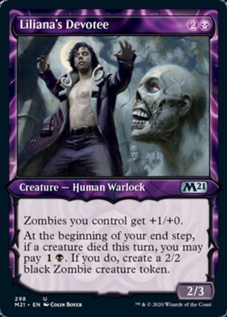 Liliana's Devotee (Showcase) [Core Set 2021] | Cracking-Singles