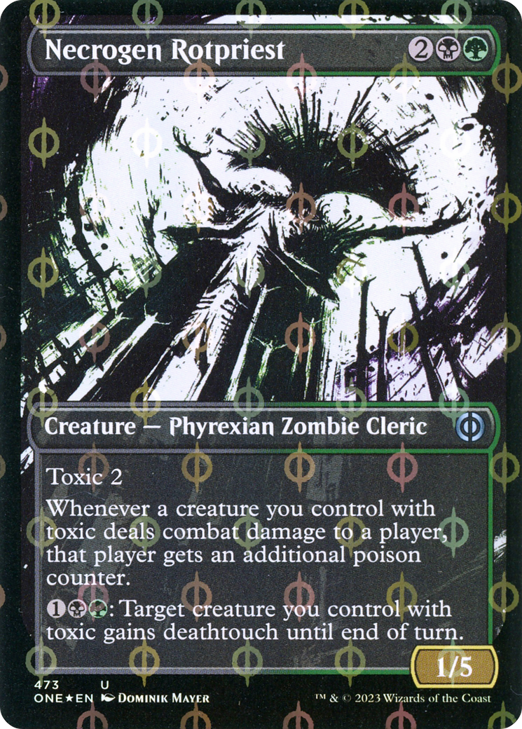 Necrogen Rotpriest (Borderless Ichor Step-and-Compleat Foil) [Phyrexia: All Will Be One] | Cracking-Singles