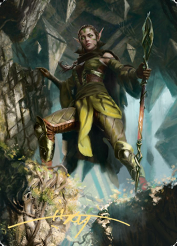 Nissa of Shadowed Boughs 1 Art Card (Gold-Stamped Signature) [Zendikar Rising Art Series] | Cracking-Singles