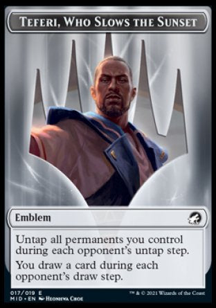 Teferi, Who Slows the Sunset Emblem [Innistrad: Midnight Hunt Tokens] | Cracking-Singles