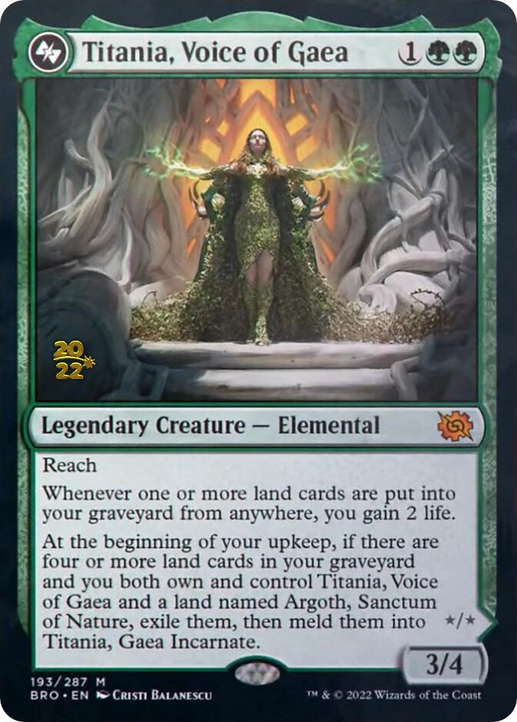 Titania, Voice of Gaea [The Brothers' War Prerelease Promos] | Cracking-Singles
