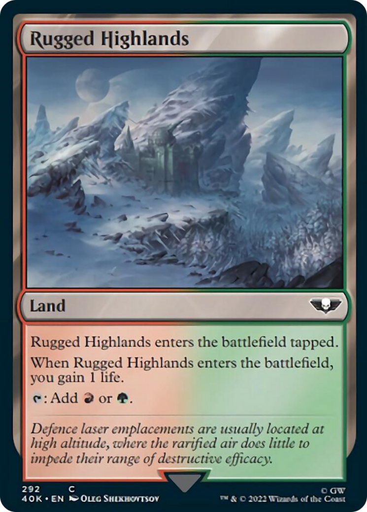 Rugged Highlands (Surge Foil) [Universes Beyond: Warhammer 40,000] | Cracking-Singles