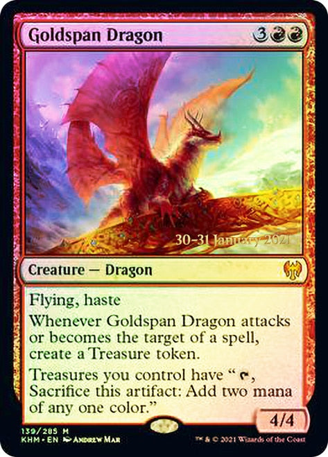 Goldspan Dragon  [Kaldheim Prerelease Promos] | Cracking-Singles