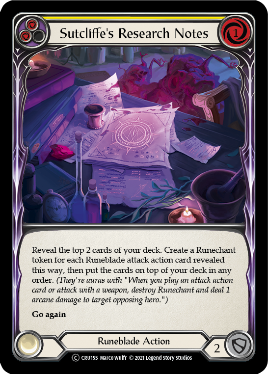 Sutcliffe's Research Notes (Yellow) (Rainbow Foil) [CRU155-RF] Unlimited Rainbow Foil | Cracking-Singles