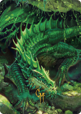 Lurking Green Dragon Art Card (Gold-Stamped Signature) [Commander Legends: Battle for Baldur's Gate Art Series] | Cracking-Singles