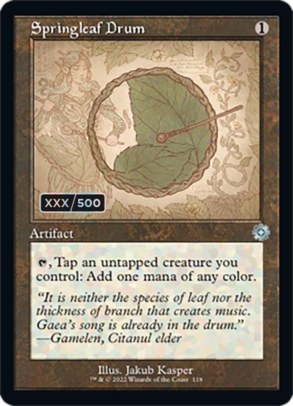 Springleaf Drum (Retro Schematic) (Serial Numbered) [The Brothers' War Retro Artifacts] | Cracking-Singles