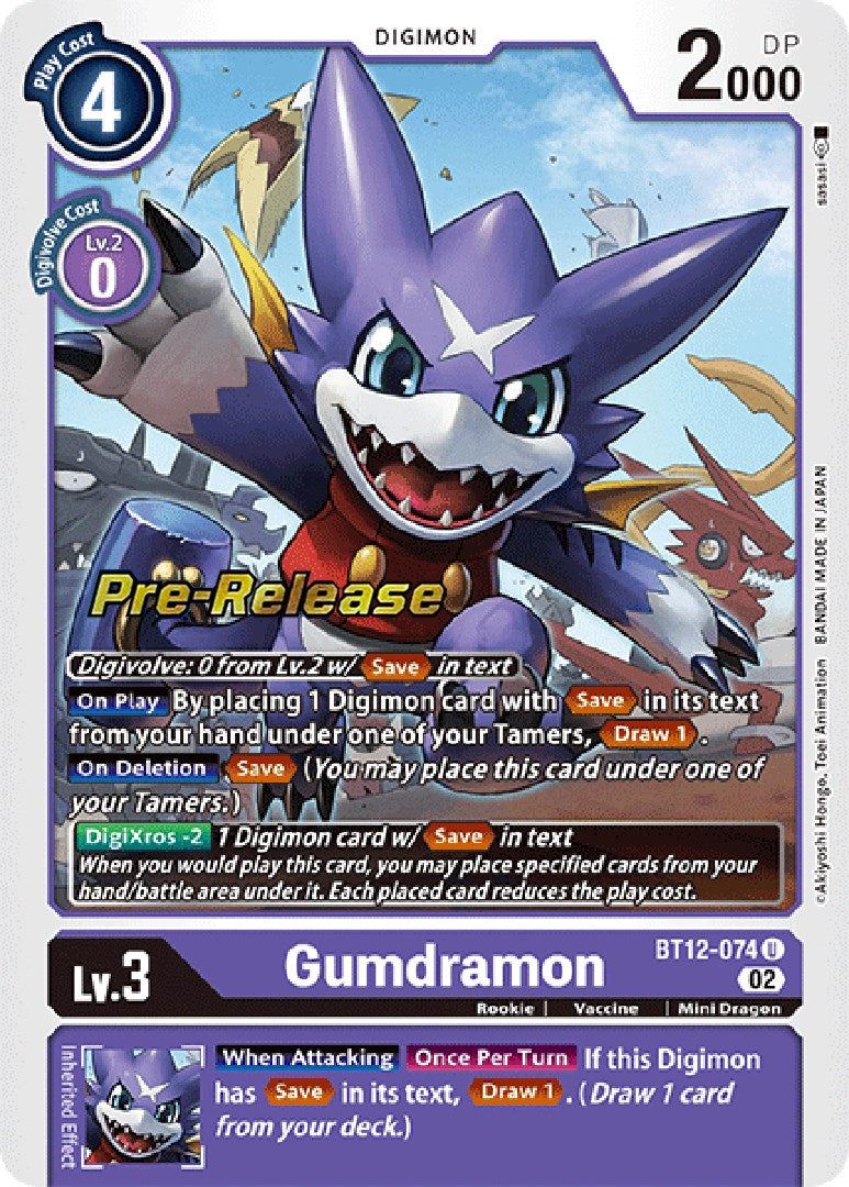 Gumdramon [BT12-074] [Across Time Pre-Release Cards] | Cracking-Singles