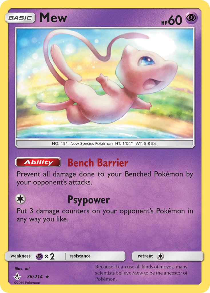 Mew (76/214) (Theme Deck Exclusive) [Sun & Moon: Unbroken Bonds] | Cracking-Singles